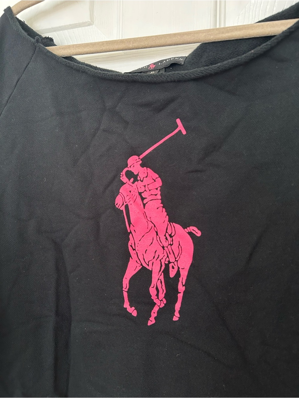Ralph Lauren Black Label Vintage Pink Pony Off Shoulder Sweatshirt - Picture 3 of 11